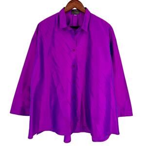 Zina Beverly Hills 100% SILK Sz XL 3 Iridescent Purple Wearable Art Shirt Top